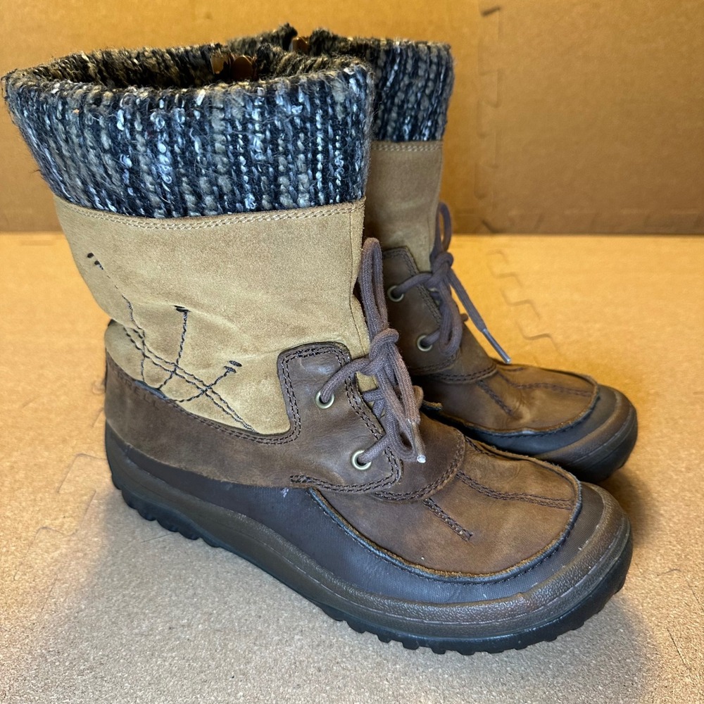 Merrell Decora Prelude Boot Women 7.5 Brown Leather Suede Knit Waterproof J42724